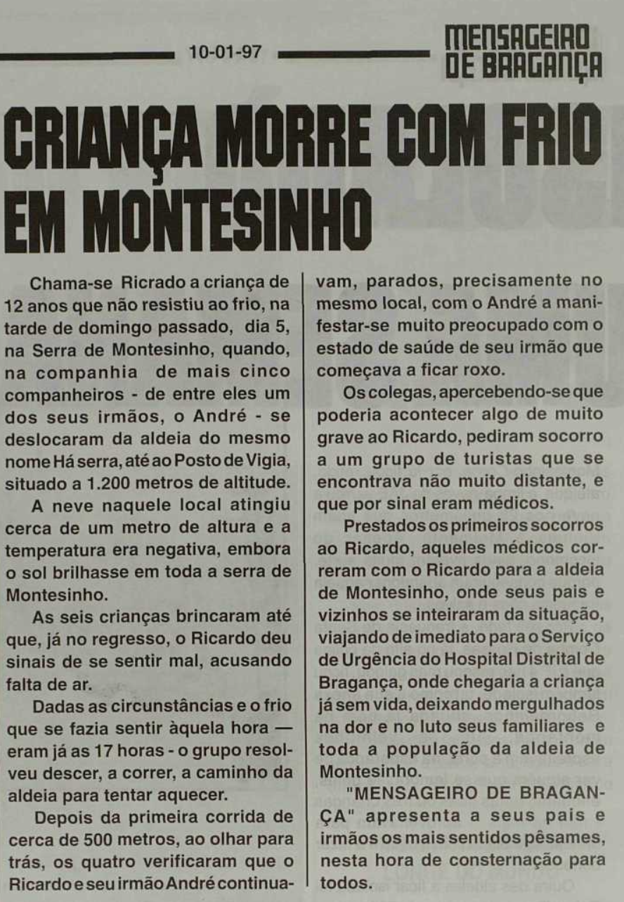 Criança morre